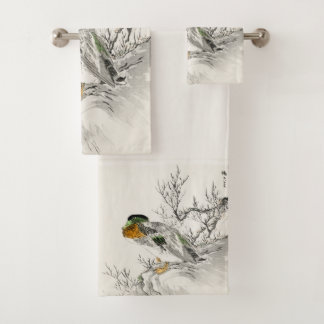 Duck en een boom Japanse Ukiyo-e Art Bad Handdoek