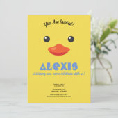 Duck Face Birthday Party Photo Invite Kaart (Staand voorkant)