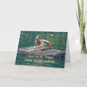 DUCK FAIRE HEUREUSE DANSE CARTE D'ANNIVERSAIRE