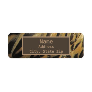 Duck Feather Pattern Elegant Golden Brown Natuur Etiket