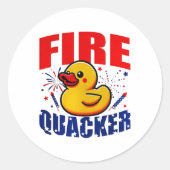Duck Firequacker Patriottische Grappige Onafhankel Ronde Sticker (Voorkant)