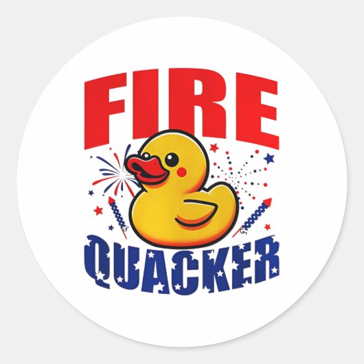 Duck Firequacker Patriottische Grappige Onafhankel Ronde Sticker (Voorkant)
