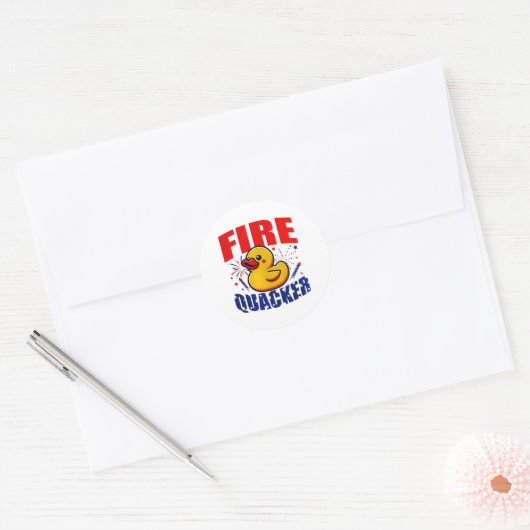 Duck Firequacker Patriottische Grappige Onafhankel Ronde Sticker (Envelop)