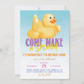 Duck Float Pool Summer Birthday Invitation Kaart (Voorkant)