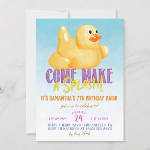 Duck Float Pool Summer Birthday Invitation Kaart