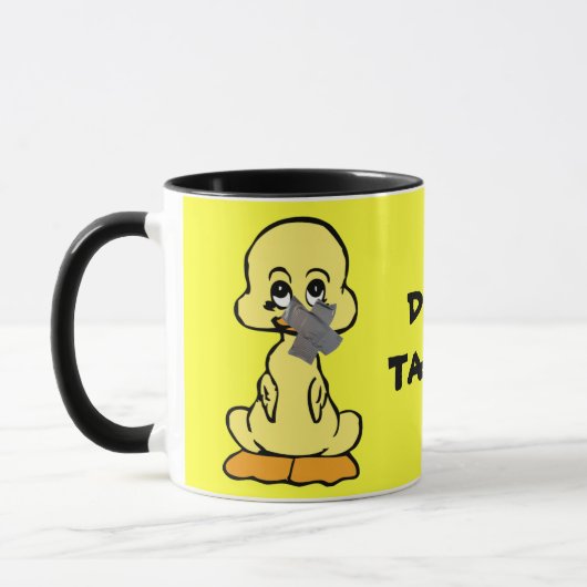 DUCK GETAPED! gele eend ringer keramische mok (Links)