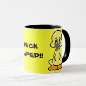 DUCK GETAPED! gele eend ringer keramische mok (Voorkant rechts)