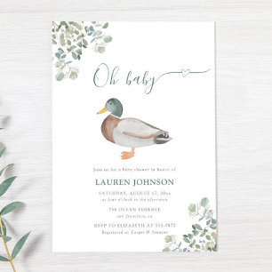 Duck Greenery Genderneutraal Baby shower Kaart