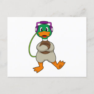 Duck Headphone Music Briefkaart