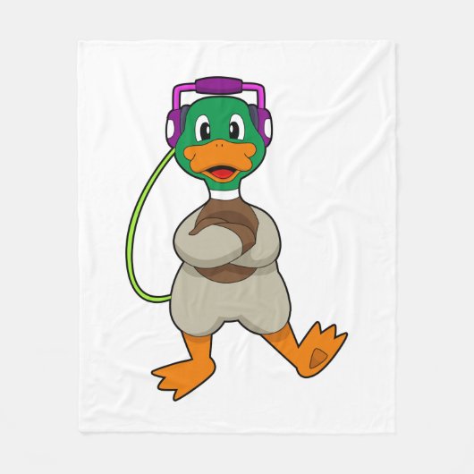 Duck Headphone Music Fleece Deken (Voorkant)