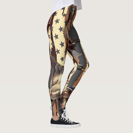 Duck Hunt Amerikaanse Vlag Watervogels Bottomland  Leggings (Rechts)