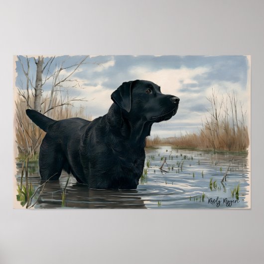 Duck Hunters Beste Vriend, Zwart Lab Print (Voorkant)