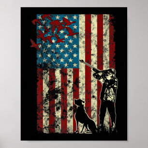 Duck Hunting Distress Patriotic American Flag Poster