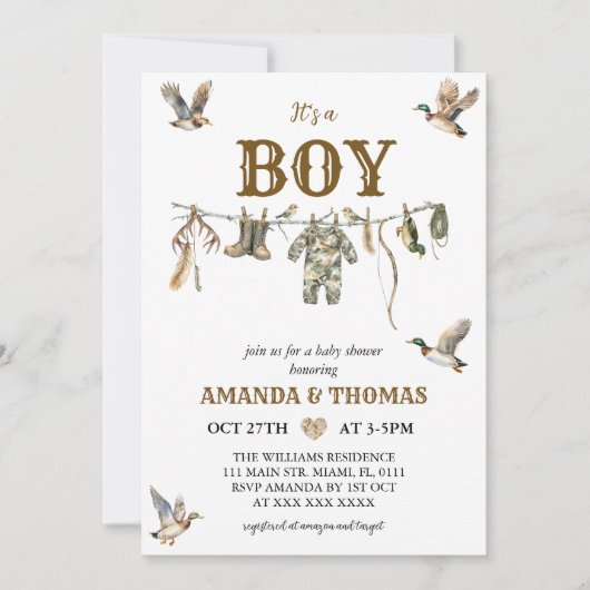 Duck Hunting Het is een Boy Baby shower Kaart (Voorkant)
