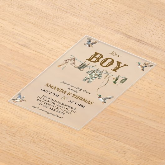 Duck Hunting It's a Boy Baby Shower Acryl Uitnodigingen (Laagn)