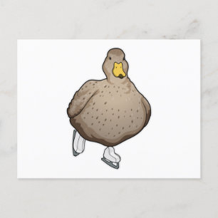 Duck Ice skating Ice schaatsen Briefkaart