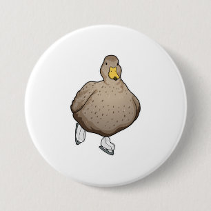 Duck Ice skating Ice schaatsen Ronde Button 7,6 Cm