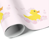 Duck in Bubbles Roze Baby shower Cadeaupapier (Rol Hoek)
