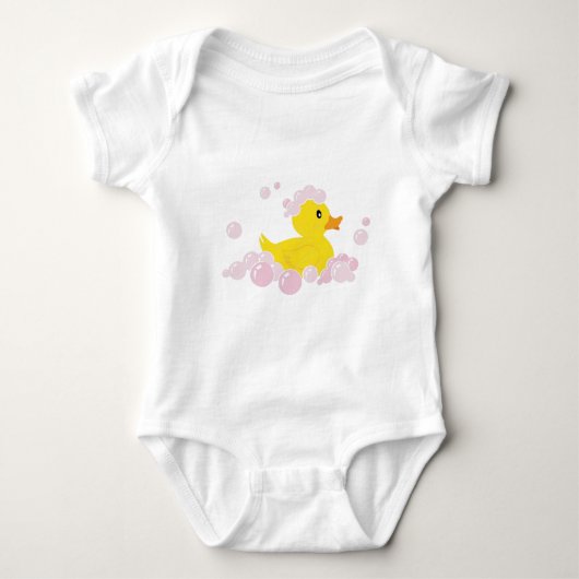 Duck in Pink Bubbles Romper (Voorkant)