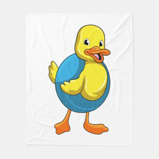 Duck in Swimming met Swim ring Fleece Deken (Voorkant)