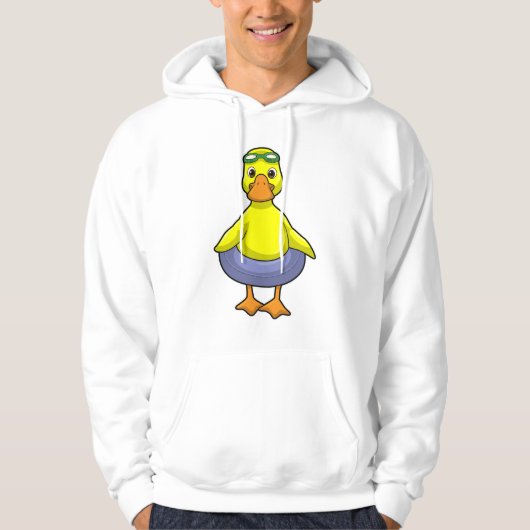 Duck in Swimming met Swim ring Hoodie (Voorkant)