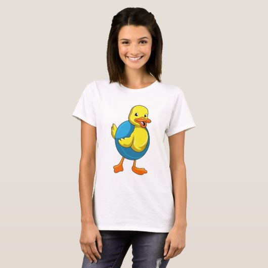 Duck in Swimming met Swim ring T-shirt (Voorkant volledig)