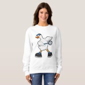 Duck in Tennis met Tennis racket & Pet Trui (Voorkant volledig)