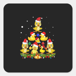 Duck kerstboom vierkante sticker