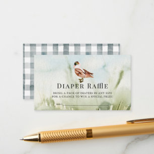 Duck / Mallard Waterverf Field Luier Raffle Ticket Informatiekaartje