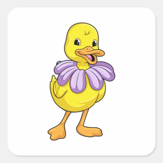 Duck met Daisy Vierkante Sticker (Voorkant)