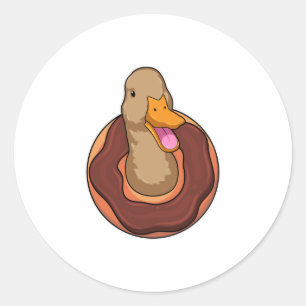 Duck met Donut Ronde Sticker