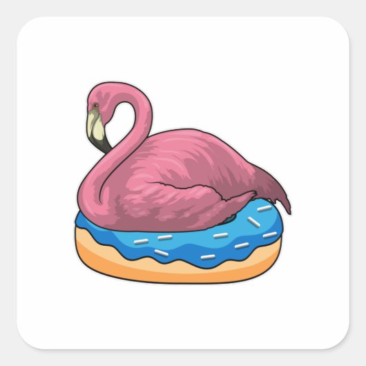 Duck met Donut Vierkante Sticker (Voorkant)