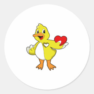 Duck met hart ronde sticker