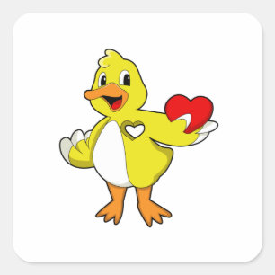 Duck met hart vierkante sticker