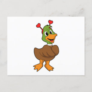 Duck met Heart Headband Briefkaart