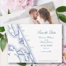 Duck NC Kaart Elegante Navy Blue Wedding