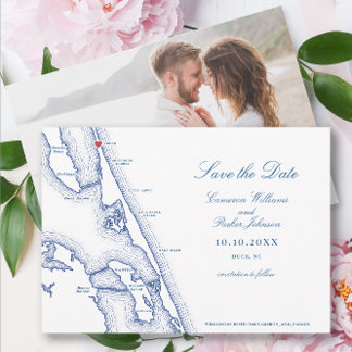Duck NC Kaart Elegante Navy Blue Wedding