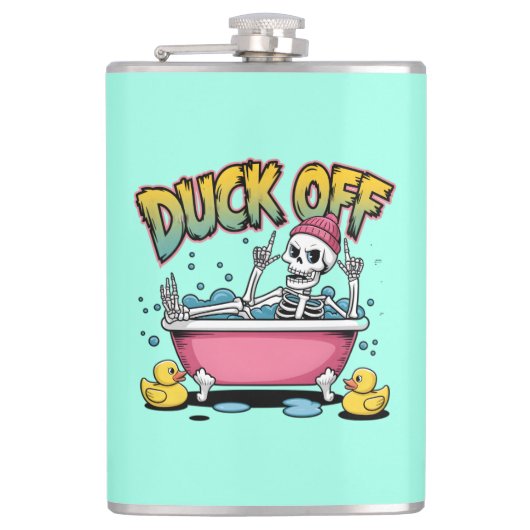 Duck Off Funny Skeleton Design-61161 Framed Art Heupfles (Voorkant)
