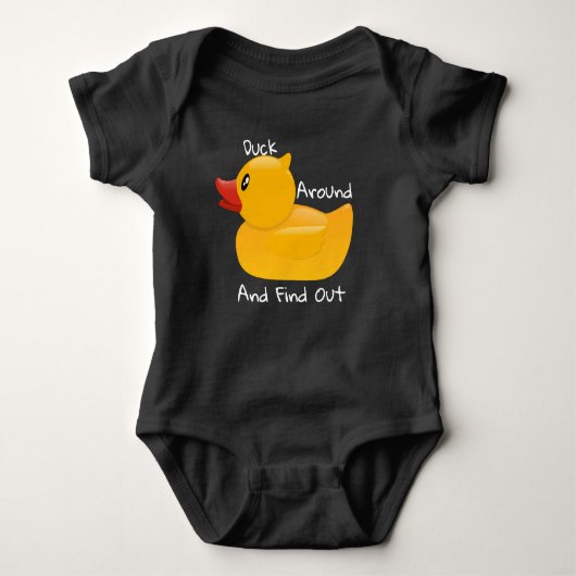 Duck omheen en ontdek Rubber Duck Funny Black Romper (Voorkant)