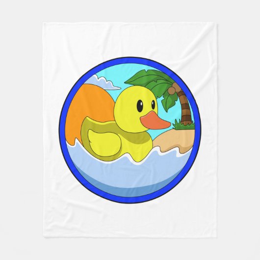 Duck op Beach met Palm-bomen.PNG Fleece Deken (Voorkant)