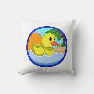 Duck op Beach met Palm-bomen.PNG Kussen