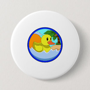 Duck op Beach met Palm-bomen.PNG Ronde Button 7,6 Cm