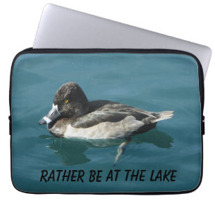 Duck op Water Black White Bird Natuur Lover Lake Laptop Sleeve