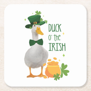 Duck o's the Irish St. Patricks Day Vierkante Kartonnen Onderzetter
