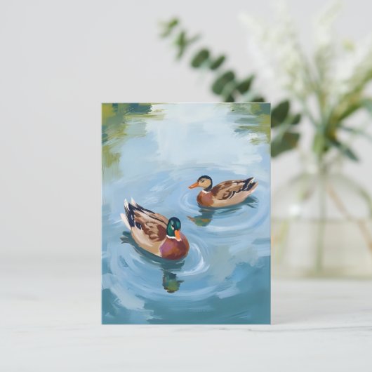 Duck Pond Waterverf Painted Briefkaart (Staand voorkant)