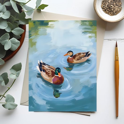 Duck Pond Waterverf Painted Briefkaart