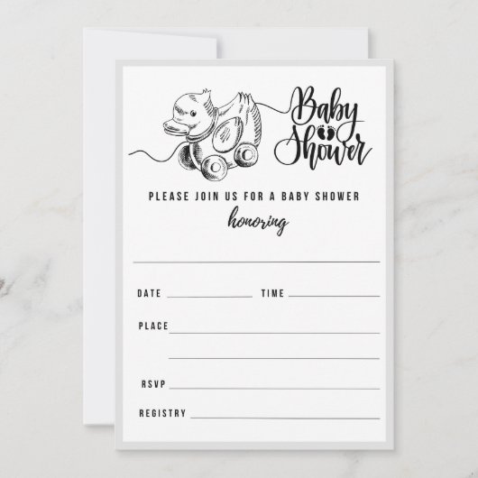 Duck Pull Baby shower invullen uitnodiging (Voorkant)