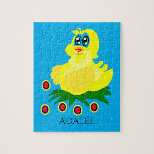 Duck puzzle met de naam van het kind. legpuzzel