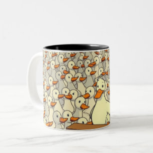 Duck Rally - Grappige Cartoon Duck Speech Crowd Mo Tweekleurige Koffiemok