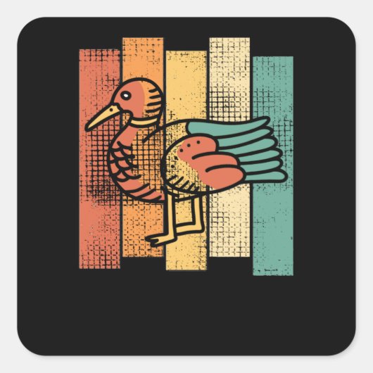 Duck Retro Vierkante Sticker (Voorkant)